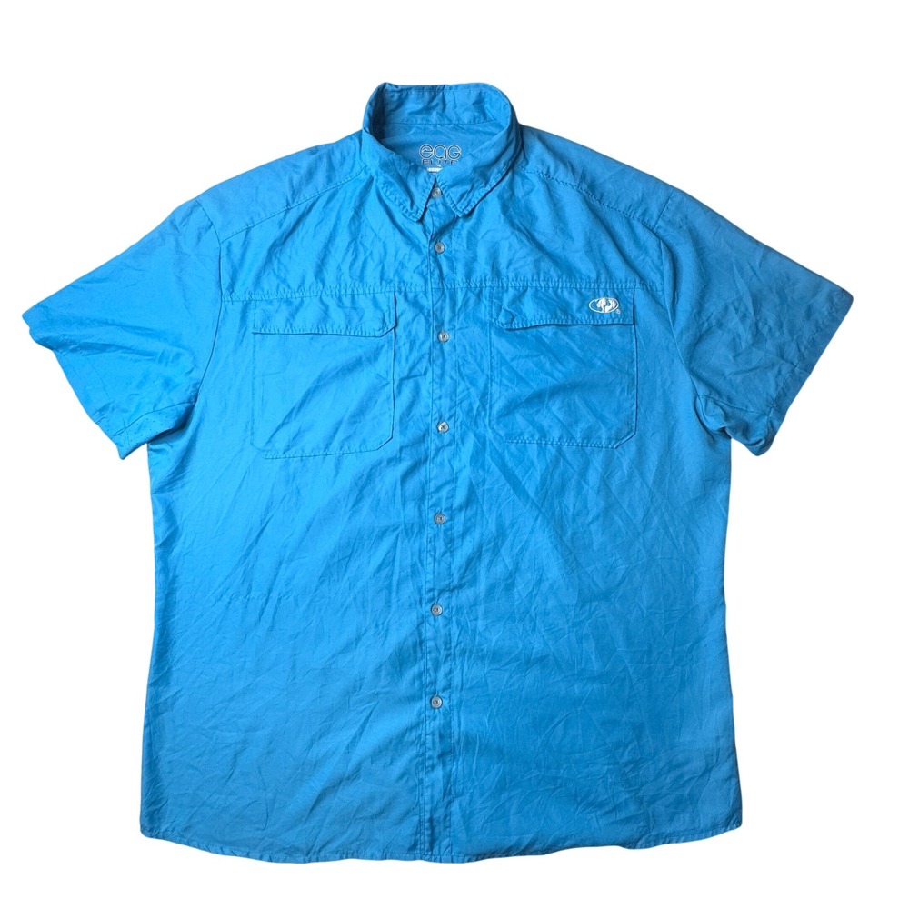 EAG Elite Fishing Shirt Mens XL Blue Short Sleeve Engineered Angling Gear Vented